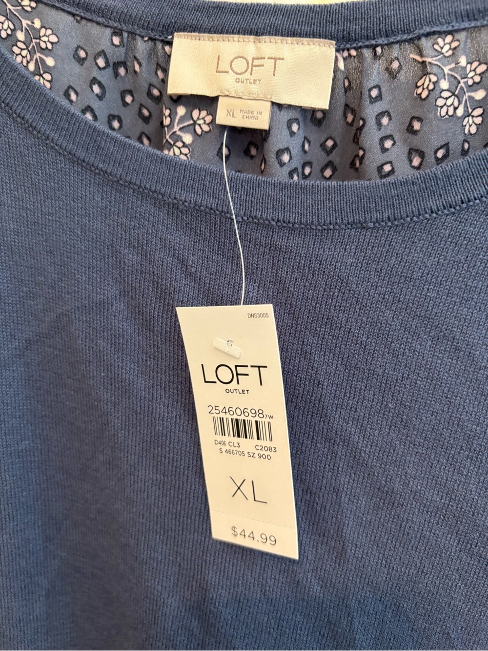 LOFT Blue Layered Eyelet Hem Tank Top - Picture 2 of 4